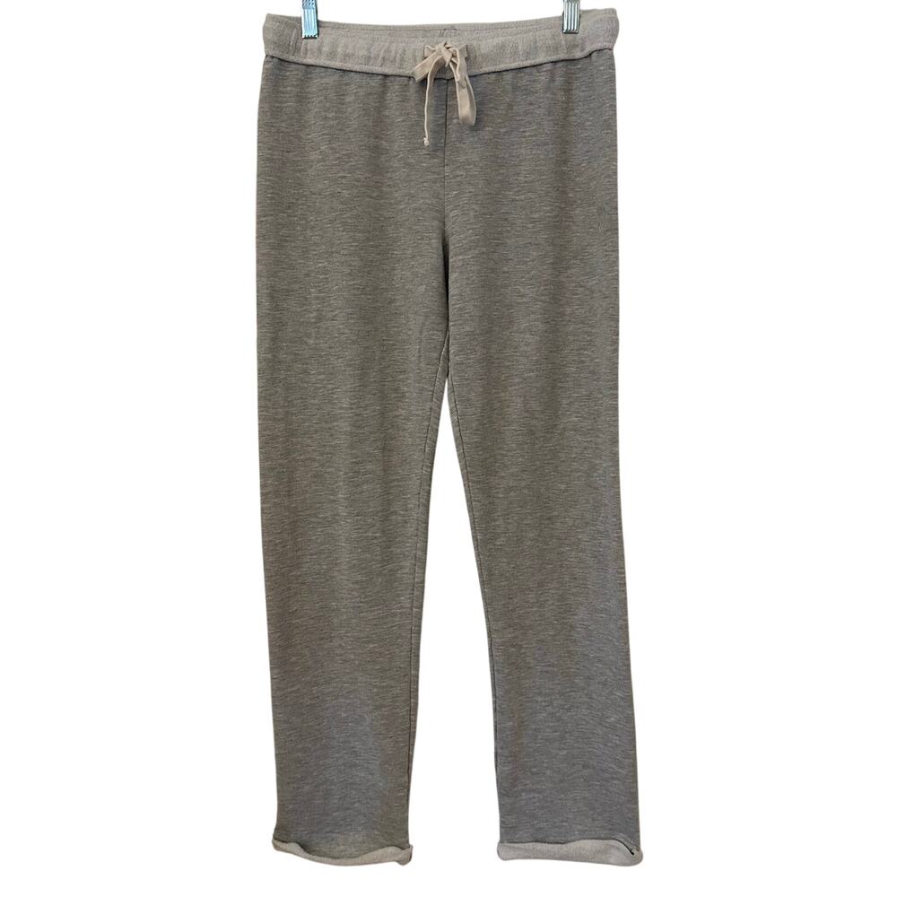 Monrow Women's Dark Heather Sweatpants Rolled Tie Waist Rolled Cuffs Medium